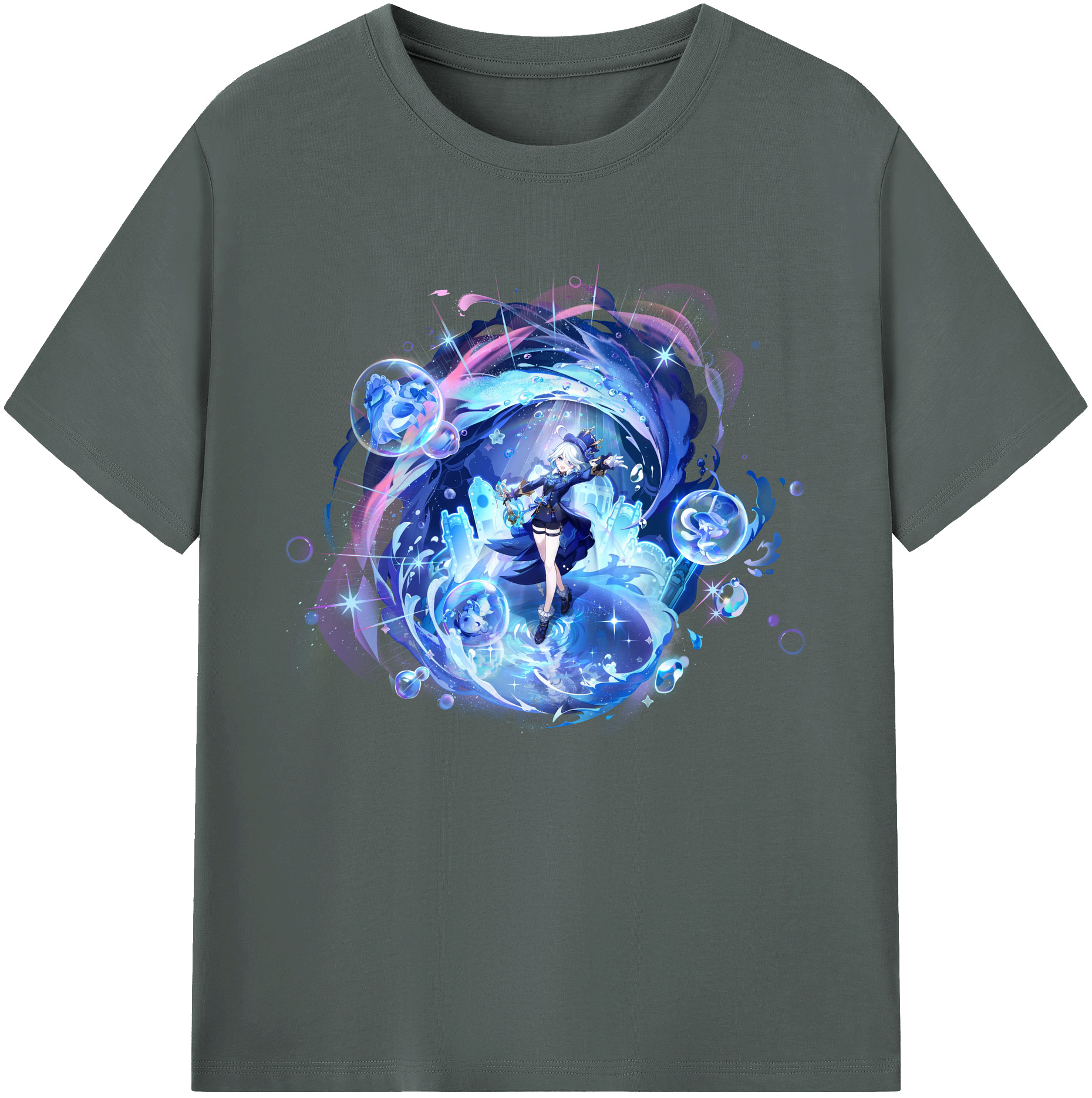 げんし神 フリーナ genshin Furina 綿100％ メンズ半袖Tシャツ｜肌触りやわらか＆通気性